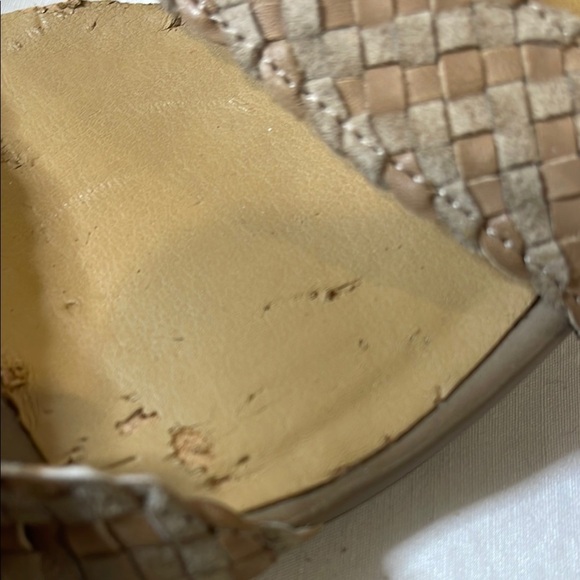 Franco Sarto Tan Textured Leather & Suede (upper) Woven Sandals - Picture 5 of 12